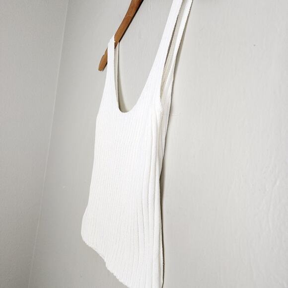 NEW Vince Rib Tie Back Cotton Blend White Ribbed Knit Tank Top - Picture 9 of 12
